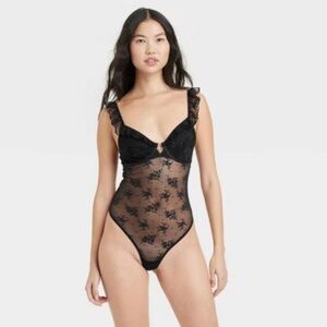 Colsie Black Lace Thong Bodysuit